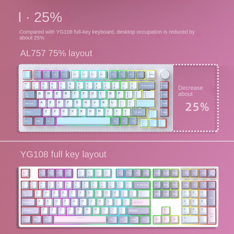 HJSDZHI AL75V2 Mechanical Keyb - Mechanical Keyboard Barebone Aluminum Gasket 75 ulasan dan harga
