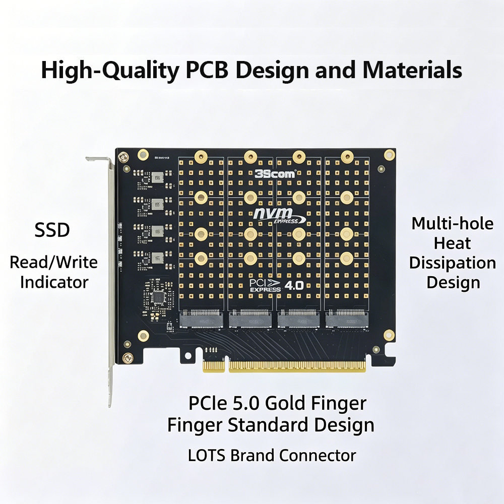 PCIe 4.0 X16 To 4 Port NVMe Ad - Quad M.2 Nvme Pcie Bifurcation Card ulasan dan harga