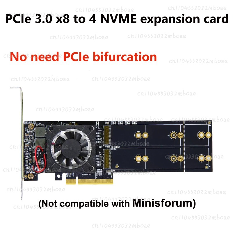 PEX8747 Chip PCIe 3.0 X8 Quad  - Quad M.2 Nvme Pcie Bifurcation Card ulasan dan harga