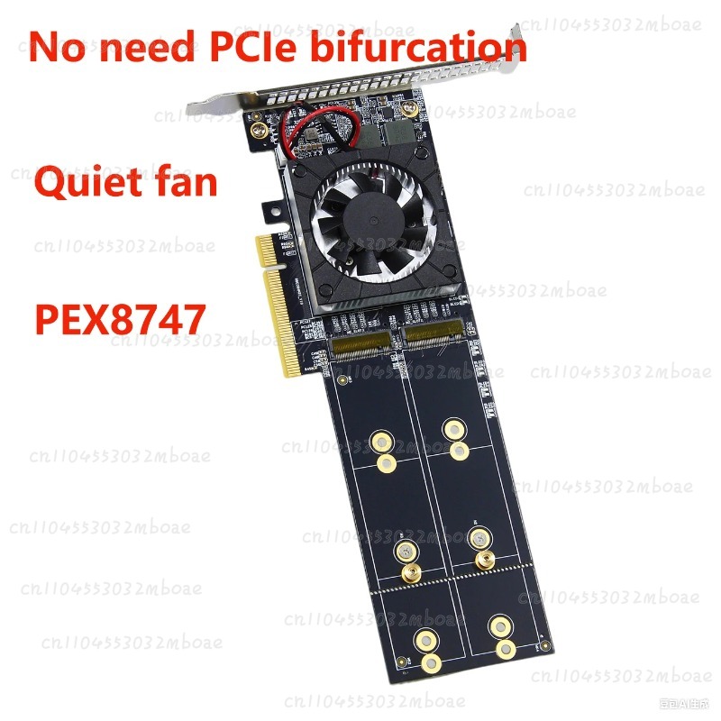 PEX8747 Chip PCIe 3.0 X8 Quad  - Quad M.2 Nvme Pcie Bifurcation Card ulasan dan harga